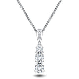 Drop Diamond Trilogy Pendant Necklace 0.50ct G/SI 18k White Gold - All Diamond