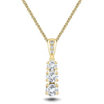 Drop Diamond Trilogy Pendant Necklace 0.50ct G/SI 18k Yellow Gold - All Diamond