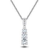 Drop Diamond Trilogy Pendant Necklace 1.00ct G/SI 18k White Gold - All Diamond