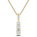 Drop Diamond Trilogy Pendant Necklace 1.00ct G/SI 18k Yellow Gold - All Diamond