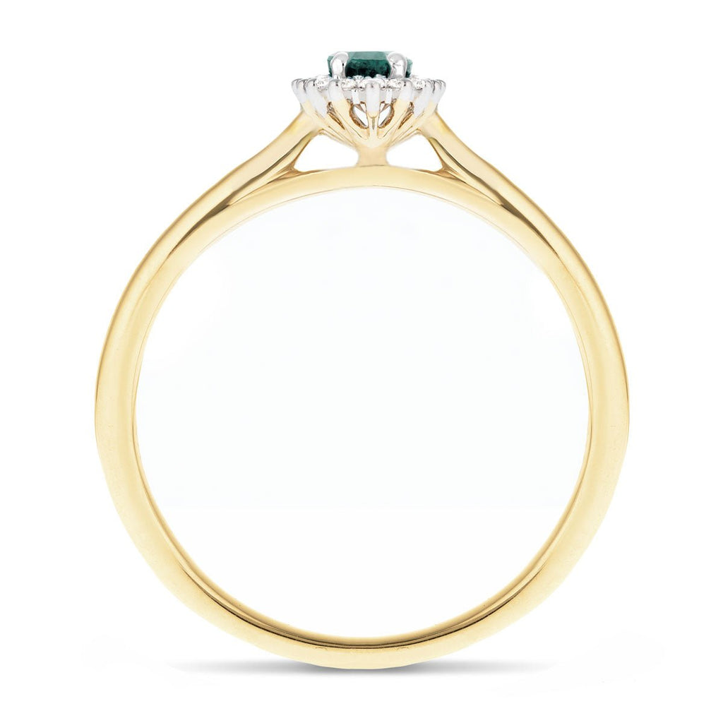 Emerald 0.20ct and Diamond 0.05ct Ring In 9k Yellow Gold - All Diamond