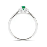 Emerald 0.20ct Diamond 0.05ct Three Stone Ring 9k White Gold - All Diamond