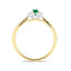 Emerald 0.20ct Diamond 0.05ct Three Stone Ring 9k Yellow Gold - All Diamond