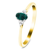 Emerald 0.25ct Diamond 0.03ct Cluster Ring 9k Yellow Gold - All Diamond