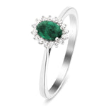 Emerald 0.40ct and Diamond 0.10ct Ring In 9K White Gold - All Diamond