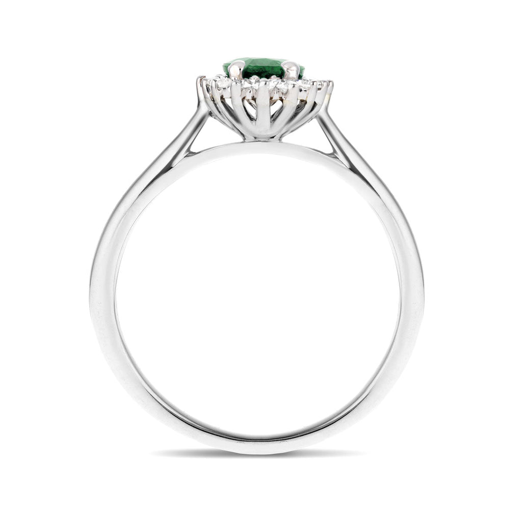 Emerald 0.40ct and Diamond 0.10ct Ring In 9K White Gold - All Diamond