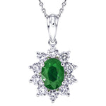 Emerald 0.45ct & 0.30ct G/SI Diamond Necklace in 18k White Gold - All Diamond