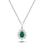 Emerald 0.60ct & 0.50ct G/SI Diamond Necklace in 18k White Gold - All Diamond