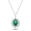Emerald 1.00ct & 0.60ct G/SI Diamond Necklace in 18k White Gold - All Diamond