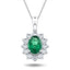 Emerald 1.00ct & 0.60ct G/SI Diamond Necklace in 18k White Gold