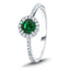 Emerald & Diamond 1.15ct Halo Ring in 18k White Gold