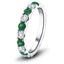 Emerald & Diamond Half Eternity Ring 0.55ct in 18k White Gold