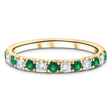 Emerald & Diamond Half Eternity Ring 0.88ct in 18k Yellow Gold - All Diamond