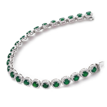 Double Row Emerald and Diamond Bracelet - Hancocks Jewellers