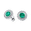 Emerald & Diamond Round Halo Earrings 0.50ct 18k White Gold 7mm - All Diamond