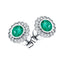 Emerald & Diamond Round Halo Earrings 0.50ct 18k White Gold 7mm - All Diamond