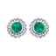 Emerald & Diamond Round Halo Earrings 0.65ct 18k White Gold 8mm - All Diamond