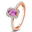 Emerald Pink Sapphire & Diamond 0.90ct Halo Ring in 18k Rose Gold