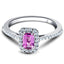 Emerald Pink Sapphire & Diamond 0.90ct Halo Ring in 18k White Gold - All Diamond