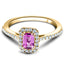Emerald Pink Sapphire & Diamond 0.90ct Halo Ring in 18k Yellow Gold - All Diamond