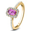 Emerald Pink Sapphire & Diamond 0.90ct Halo Ring in 18k Yellow Gold