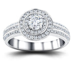 Exclusive Halo Diamond Engagement Ring 0.65ct G/SI 18k White Gold - All Diamond