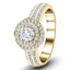 Exclusive Halo Diamond Engagement Ring 0.65ct G/SI 18k Yellow Gold