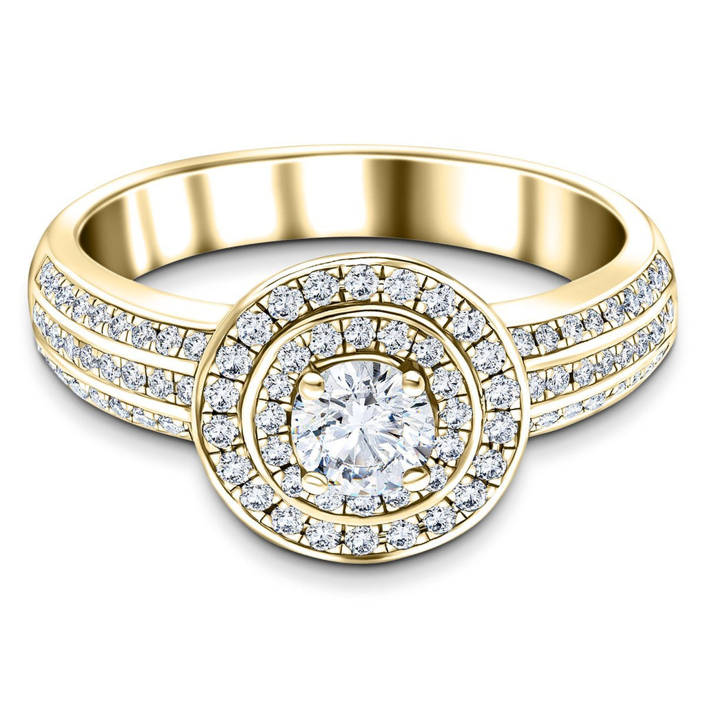 Exclusive Halo Diamond Engagement Ring 0.65ct G/SI 18k Yellow Gold - All Diamond
