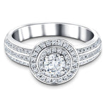 Exclusive Halo Diamond Engagement Ring 0.75ct G/SI 18k White Gold - All Diamond