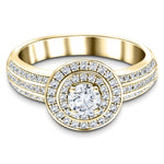 Exclusive Halo Diamond Engagement Ring 0.75ct G/SI 18k Yellow Gold - All Diamond