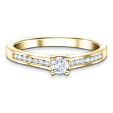 Exclusive Side Stone Engagement Ring 0.30ct G/SI 18k Yellow Gold - All Diamond