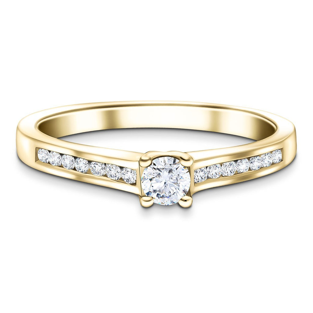 Exclusive Side Stone Engagement Ring 0.45ct G/SI 18k Yellow Gold - All Diamond