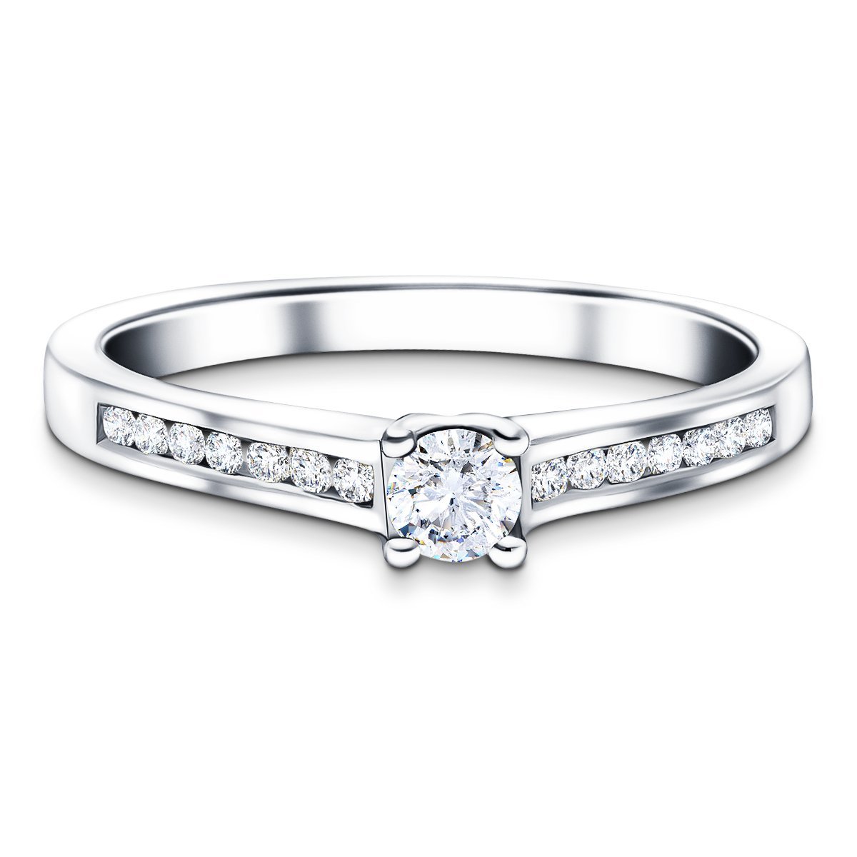 Exclusive Side Stone Engagement Ring 0.50ct G/SI 18k White Gold - All Diamond