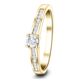 Exclusive Side Stone Engagement Ring 0.50ct G/SI 18k Yellow Gold - All Diamond