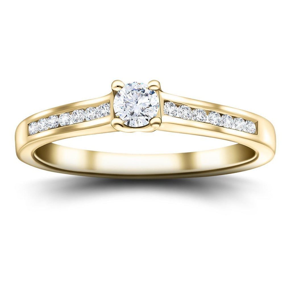 Exclusive Side Stone Engagement Ring 0.50ct G/SI 18k Yellow Gold - All Diamond
