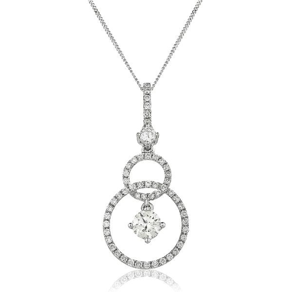 Fancy Diamond Drop Pendant Necklace 0.80ct G/SI in 18k White Gold - All Diamond