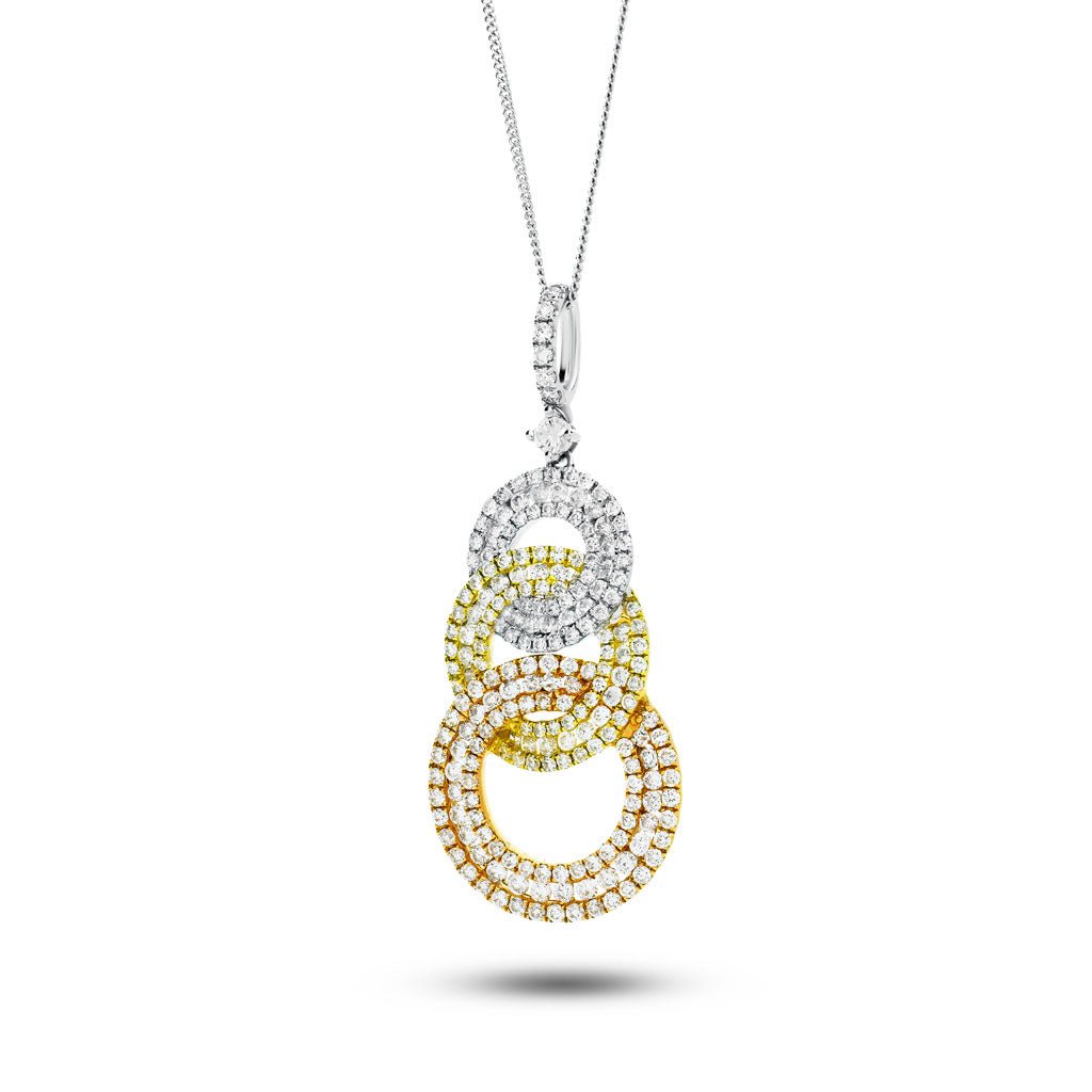 Fancy Diamond Drop Pendant Necklace 1.20ct G/SI in 18k 3 Tone Gold - All Diamond