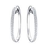 Fancy Diamond Grain Set Hoop Earrings 0.25ct G/SI 18k White Gold - All Diamond