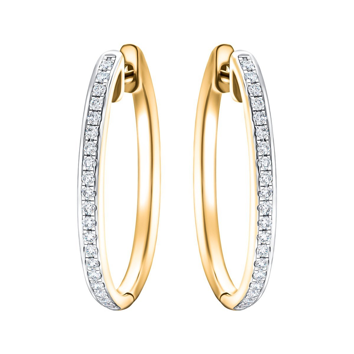 Fancy Diamond Grain Set Hoop Earrings 0.25ct G/SI 18k Yellow Gold - All Diamond