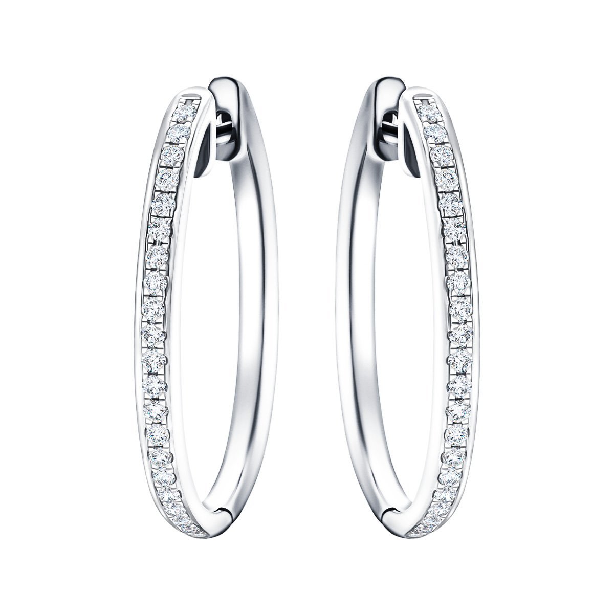 Fancy Diamond Grain Set Hoop Earrings 0.25ct G/SI 9k White Gold - All Diamond