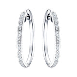 Fancy Diamond Grain Set Hoop Earrings 0.25ct G/SI 9k White Gold - All Diamond