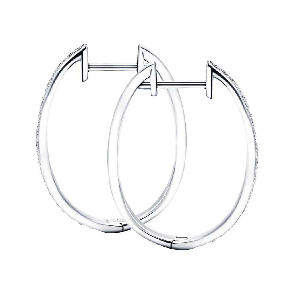 Fancy Diamond Grain Set Hoop Earrings 0.25ct G/SI 9k White Gold - All Diamond