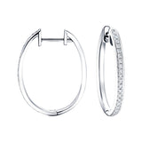 Fancy Diamond Grain Set Hoop Earrings 0.25ct G/SI 9k White Gold - All Diamond