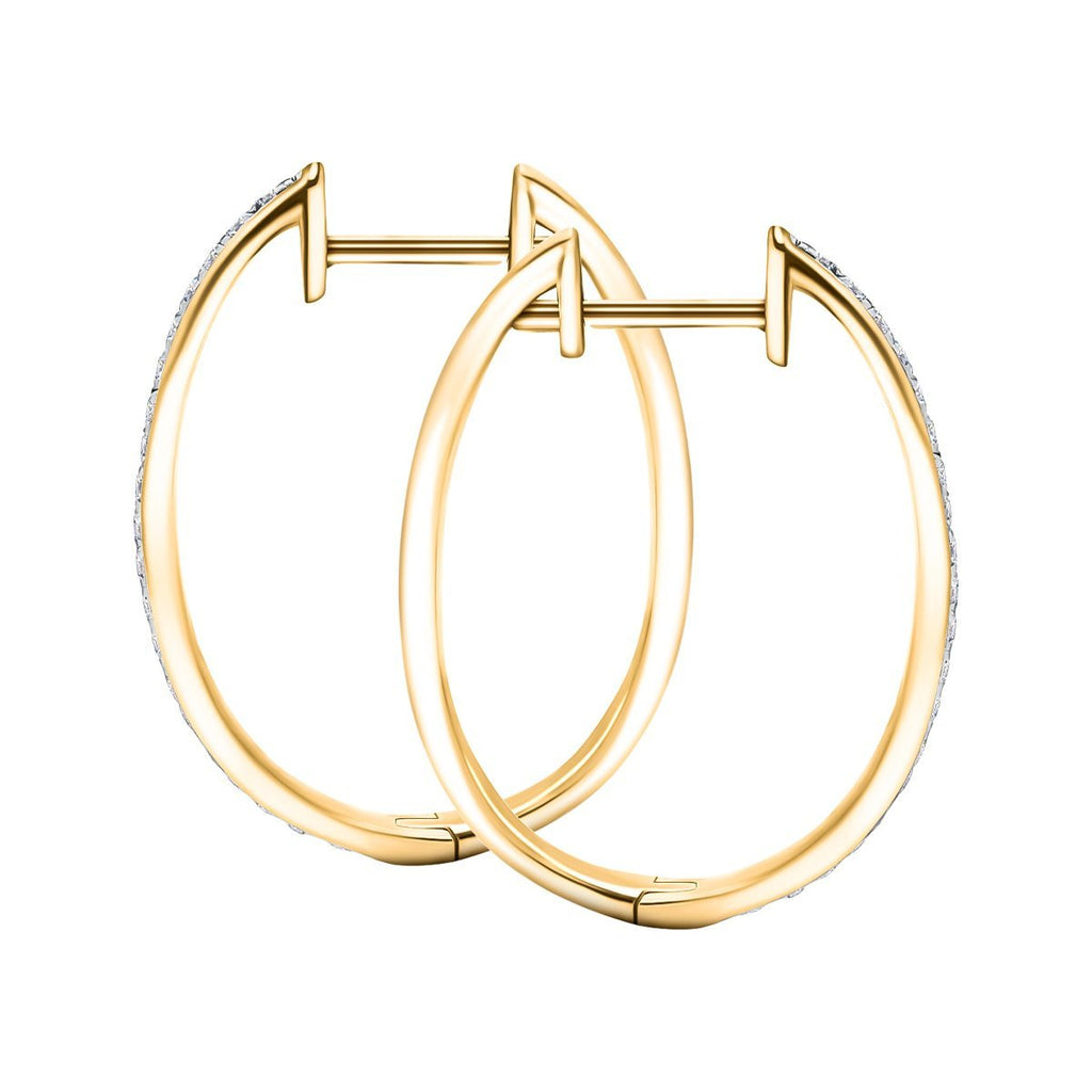 Fancy Diamond Grain Set Hoop Earrings 0.25ct G/SI 9k Yellow Gold - All Diamond