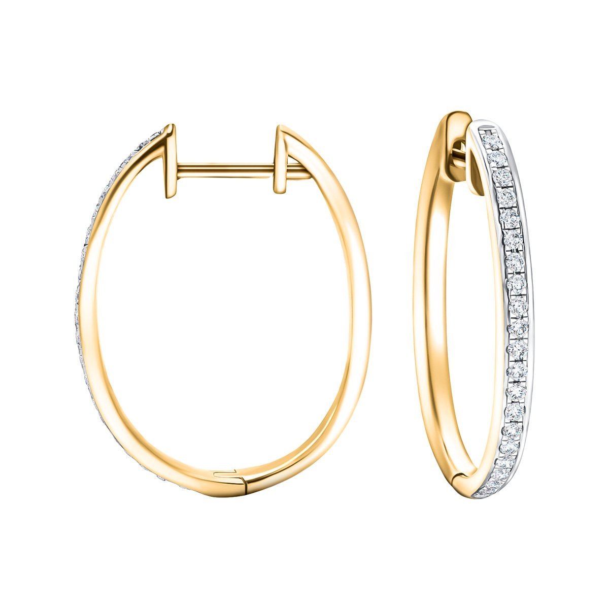 Fancy Diamond Grain Set Hoop Earrings 0.25ct G/SI 9k Yellow Gold - All Diamond