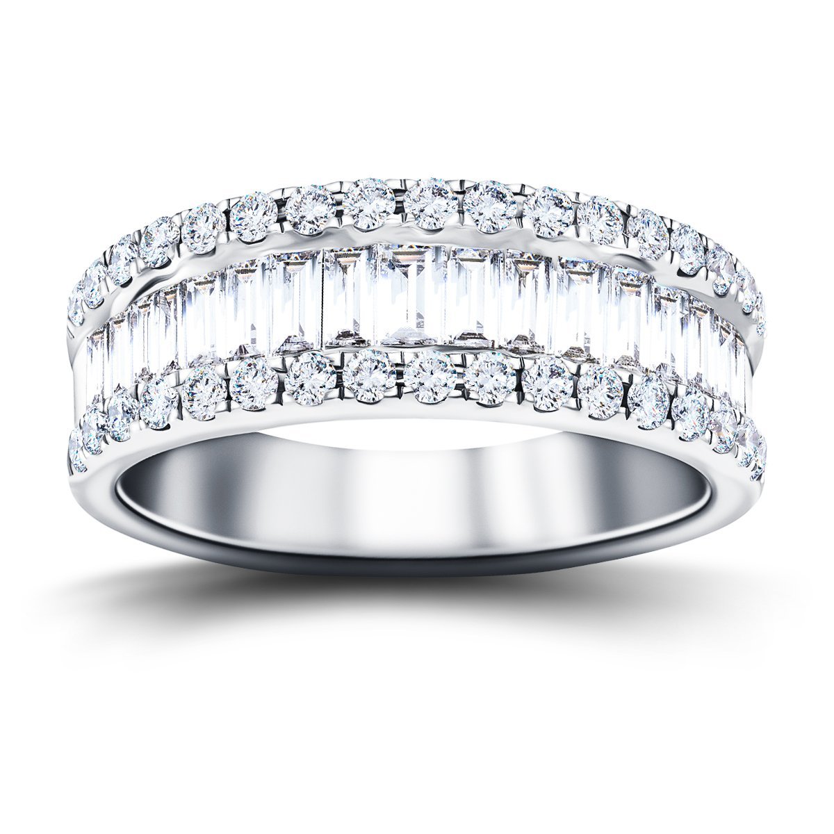 Fancy Diamond Half Eternity Ring 0.90ct G/SI 18k White Gold 6.0mm - All Diamond