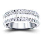 Fancy Diamond Half Eternity Ring 0.90ct G/SI 18k White Gold 6.0mm - All Diamond