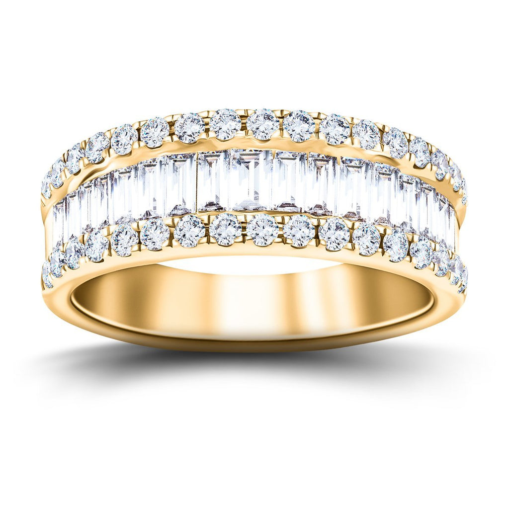 Fancy Diamond Half Eternity Ring 0.90ct G/SI 18k Yellow Gold 6.0mm - All Diamond