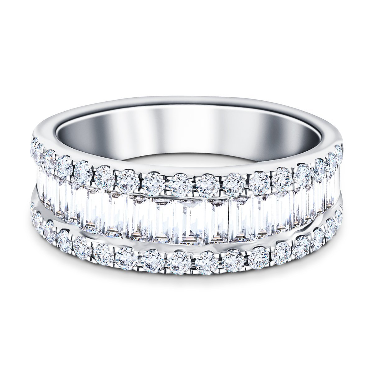 Fancy Diamond Half Eternity Ring 0.90ct G/SI Platinum 6.0mm - All Diamond