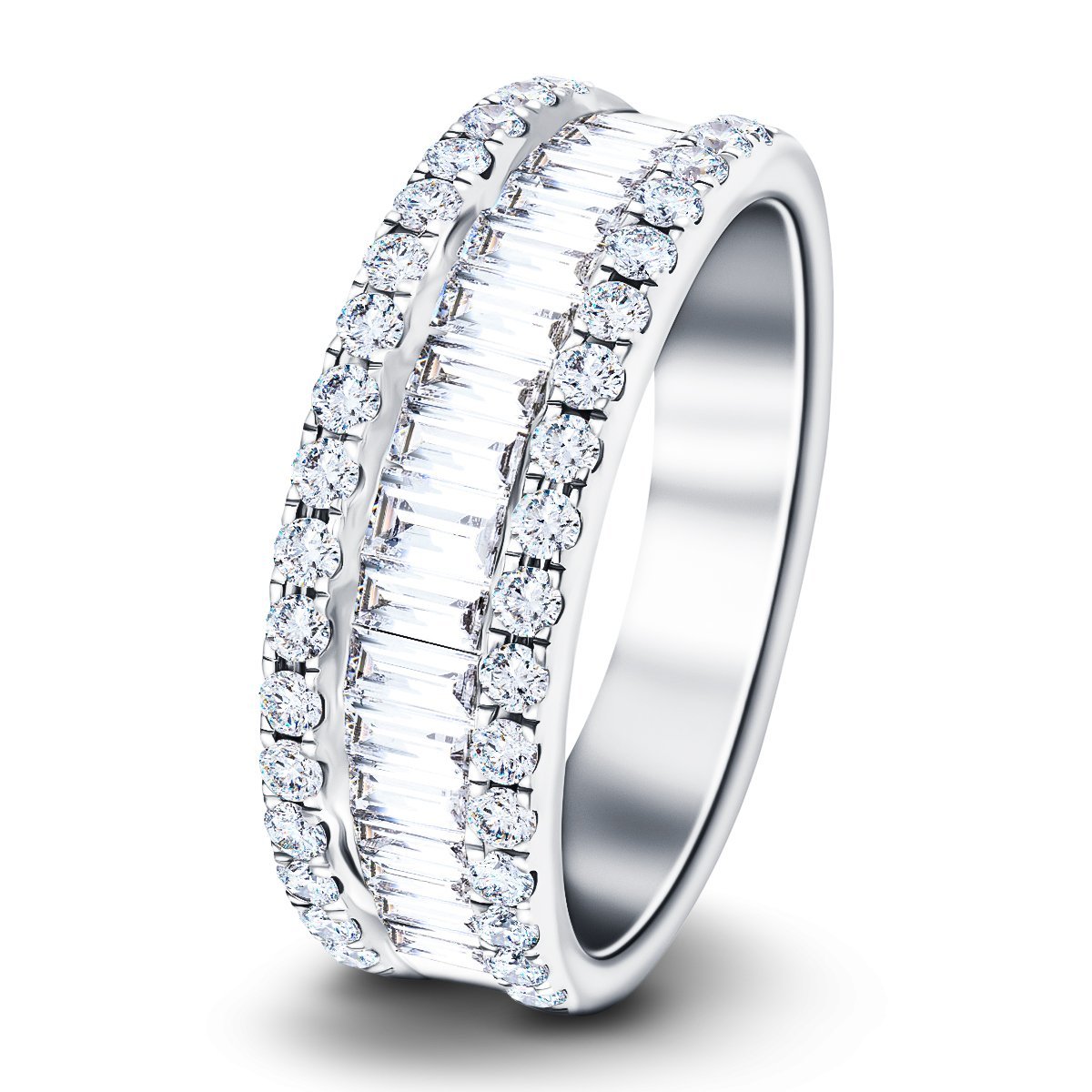 Fancy Diamond Half Eternity Ring 0.90ct G/SI Platinum 6.0mm - All Diamond